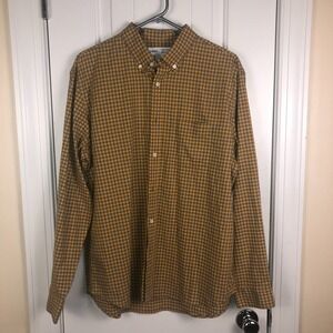 NWT Old Navy Mens Button Down Shirt Yellow Gray Gingham Size Large Cotton Casual